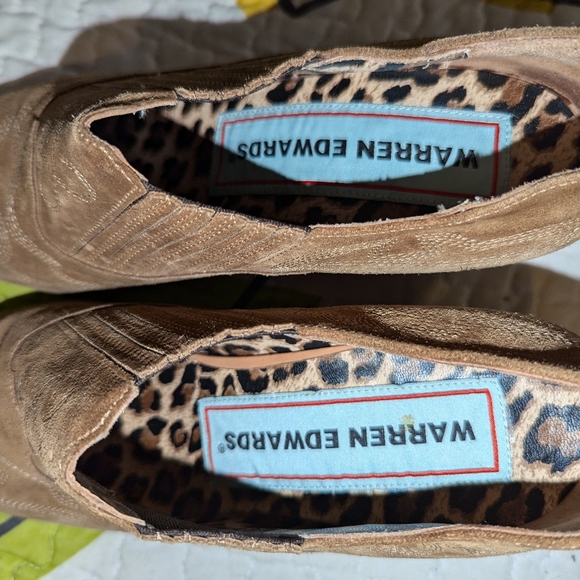 WARREN EDWARDS EMBROIDERED Suede Half booties sz 8 1/2 M. Handmade In Italy - Picture 4 of 10